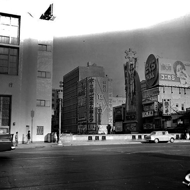 道頓堀　50年代　白黒写真